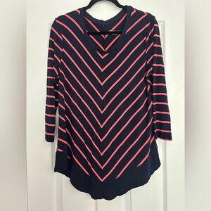 Croft & Barrow Blue and Orange Asymmetrical Tunic